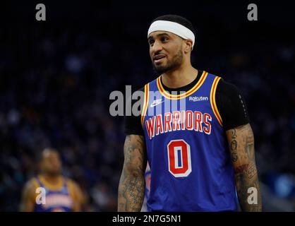 San Francisco, Stati Uniti. 09th Feb, 2023. Il Gary Payton II (0) dei Golden state Warriors in tribunale contro i Denver Nuggets al Chase Center il 28 dicembre 2021, a San Francisco. (Foto di Jane Tyska/Bay Area News Group/TNS/Sipa USA) Credit: Sipa USA/Alamy Live News Foto Stock