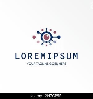 Semplice e unico Eye by TECH Dot line immagine grafica icona logo design astratto concetto vettore stock utilizzato come un simbolo relativo alla salute internet Illustrazione Vettoriale