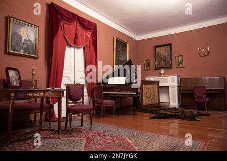 DANILOVSKOE, RUSSIA - 04 AGOSTO 2022: L'interno della sala principale della vecchia tenuta nobile dei Batyushkovs, in cui lo scrittore russo A.I. KUPR Foto Stock