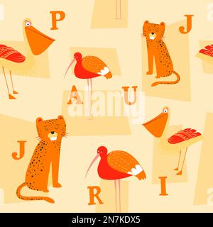 Alfabeto animale, lettere di apprendimento con personaggi Illustrazione Vettoriale