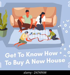 Scopri come acquistare una nuova casa, banner promozionale Illustrazione Vettoriale
