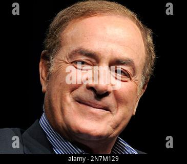 FILE - This is an Aug. 1, 2011 file photo showing NBC Sports announcer Al Michaels in Beverly Hills, Calif. Police in Southern California say that Michaels has been arrested on suspicion of drunken driving. Santa Monica police Sgt. Thomas McLaughlin says Michaels was taken into custody Friday night, April 19, 2013. McLaughlin could provide no additional details. (AP Photo/Chris Pizzello, File)