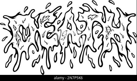 Fusione carattere horror morte scritta a mano testo silhouette illustrazioni vettoriali per il tuo logo di lavoro, t-shirt merchandise, adesivi e disegni di etichette Illustrazione Vettoriale