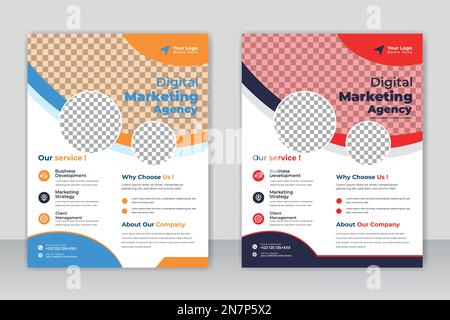 Business brochure flyer design A4 template.Corporate Business Flyer poster opuscolo brochure copertina design sfondo layout, due colori schema, vettore Illustrazione Vettoriale
