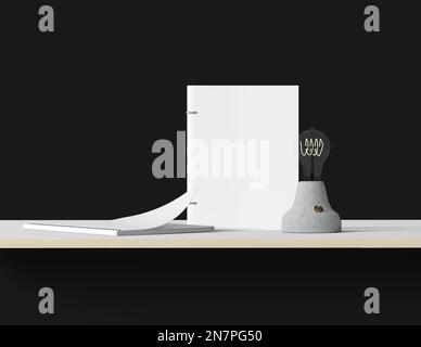 telai volanti in aria, con attrezzature e oggetti mockup Foto Stock