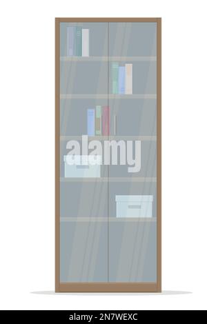 un armadio di stoccaggio ufficio libro in legno su sfondo bianco isolato grafica vettoriale Illustrazione Vettoriale