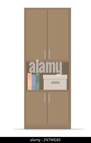 un armadio di stoccaggio ufficio libro in legno su sfondo bianco isolato grafica vettoriale Illustrazione Vettoriale