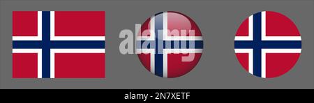 Norvegia Flag Set Collection Vector Illustrazione Vettoriale