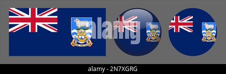 Falkland Islands Flag Set Collection Vector Illustrazione Vettoriale