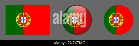 Portugal Collezione Flag Set Vector Illustrazione Vettoriale