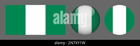 Nigeria Collezione Flag Set Vector Illustrazione Vettoriale