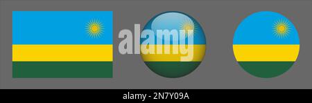 Ruanda Bandiera Set collezione Vector Illustrazione Vettoriale