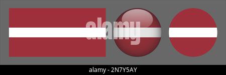 Lettonia Flag Set collezione Vector Illustrazione Vettoriale