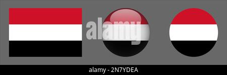 Yemen Collezione Flag Set Vector Illustrazione Vettoriale