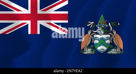 Ascension Island Waved Flag Illustration Vector Illustrazione Vettoriale