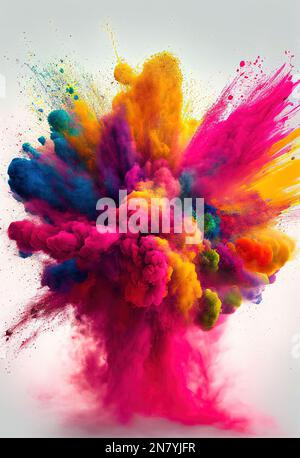 La polvere colorata esplosione su uno sfondo bianco Foto Stock