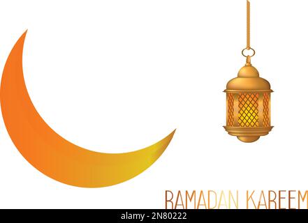 Biglietto d'auguri Ramadan. Mezzaluna Islamica con moschea per Ramadan Kareem e eid mubarak. Schema della mezza luna d'oro, sfondo. Illustrazione Vettoriale