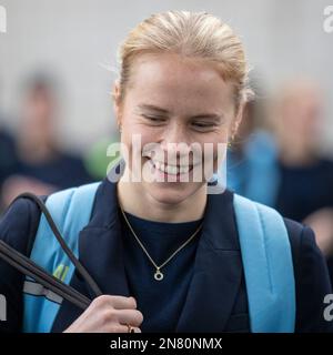 Julie Blakstad #41 della città di Manchester in arrivo durante la partita di Super League delle donne di Barclays fa tra Manchester City e l'Arsenal all'Academy Stadium di Manchester sabato 11th febbraio 2023. (Foto: Mike Morese | NOTIZIE MI) Credit: NOTIZIE MI & Sport /Alamy Live News Foto Stock