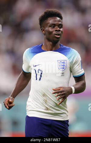 Al Khor, Qatar. 10th Nov 2022. Bukayo Saka d'Inghilterra visto durante la Coppa del mondo FIFA Qatar 2022 quarti di finale partita tra Inghilterra e Francia al Bayt Stadium. Punteggio finale: Inghilterra 1:2 Francia. (Foto di Grzegorz Wajda/SOPA Images/Sipa USA) Credit: Sipa USA/Alamy Live News Foto Stock