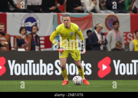 Al Khor, Qatar. 10th Nov 2022. Jordan Pickford of England in azione durante la Coppa del mondo FIFA Qatar 2022 quarti di finale partita tra Inghilterra e Francia al Bayt Stadium. Punteggio finale: Inghilterra 1:2 Francia. (Foto di Grzegorz Wajda/SOPA Images/Sipa USA) Credit: Sipa USA/Alamy Live News Foto Stock