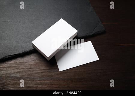 Foto di biglietti da visita vuoti. Modello per ID. Foto Stock