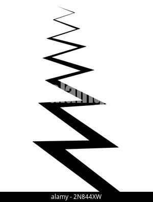 Incrinatura. Silhouette. Chiave a zig-zag. Linea di guasto dopo un terremoto. Superficie danneggiata. Illustrazione vettoriale. Contorno su sfondo isolato. Illustrazione Vettoriale