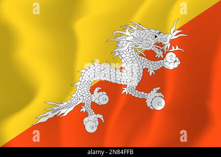 Vettore dell'illustrazione del flag ondulato Bhutan Illustrazione Vettoriale