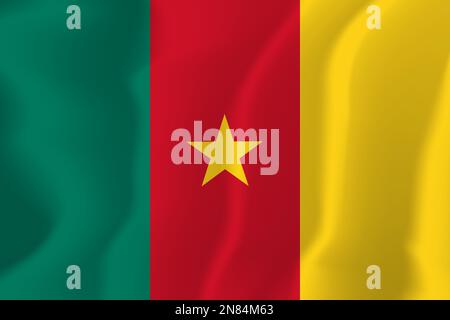 Il Camerun ha ondulato il vettore di illustrazione di bandiera Illustrazione Vettoriale