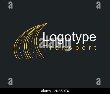 Illustrazione del vettore di progettazione del modello di trasporto del logo. Illustrazione della strada. Autostrada curva con marcature. Illustrazione Vettoriale
