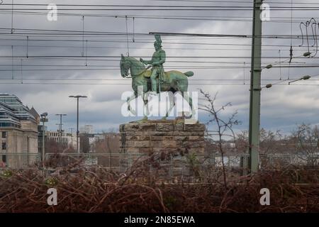 Imperatore Federico III al Ponte Hohenzollern - Colonia, Germania Foto Stock