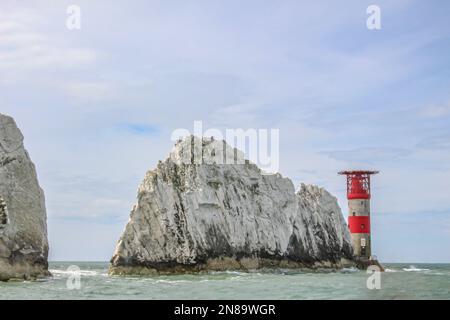 Fine estate sera al Needles.Beautiful paesaggio da Needles Isola di Wight, uno dei luoghi più romantici e iconici in Inghilterra, Needles pa Foto Stock