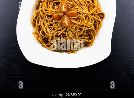 Spaghetti milanesi, pasta Foto Stock
