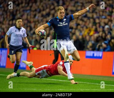 11th febbraio 2023: Guinness Six Nations 2023. Durante la Scozia contro Galles, la Guinness Six Nations si è partita al BT Murrayfield, Edimburgo. Credit: Ian Rutherford Alamy Live News Foto Stock