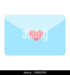 Busta con impronta a forma di cuore, lettera d'amore per San Valentino, icona romantica, illustrazione vettoriale Illustrazione Vettoriale