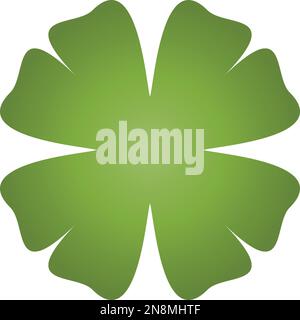 Shamrock - icona di trifoglio a quattro foglie con gradiente verde. Elemento di disegno di tema di buona fortuna. Semplice illustrazione vettoriale della forma geometrica. Illustrazione Vettoriale