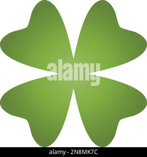 Shamrock - icona di trifoglio a quattro foglie con gradiente verde. Elemento di disegno di tema di buona fortuna. Semplice illustrazione vettoriale della forma geometrica. Illustrazione Vettoriale