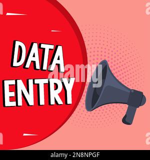 Immissione dei dati di visualizzazione concettuale. Parola per il processo di immissione di dati o informazioni nel computer Foto Stock