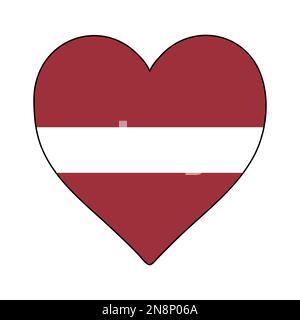 Lettonia Heart Shape Flag. Amate la Lettonia. Visita in Lettonia. Nord Europa. Europa. Unione europea. Disegno grafico dell'illustrazione vettoriale. Illustrazione Vettoriale