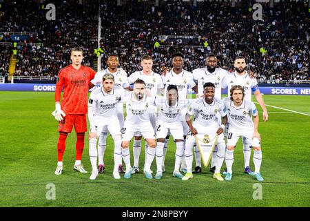 Rabat, Marocco. 11th Feb, 2023. Prince Moulay Abdellah Stadium Real Madrid team prima della partita tra il Real Madrid e al Hilal, valida per la finale di Coppa del mondo FIFA Club 2022, tenutasi presso lo Stadio Prince Moulay Abdellah di Rabat, Marocco (Richard Callis/SPP) Credit: SPP Sport Press Photo. /Alamy Live News Foto Stock