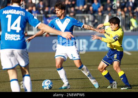 Brescia, Italia. 11th Feb, 2023. Emanuele Ndoj (Brescia) durante il Brescia Calcio vs Modena FC, partita italiana di calcio Serie B a Brescia, Italia, Febbraio 11 2023 Credit: Independent Photo Agency/Alamy Live News Foto Stock