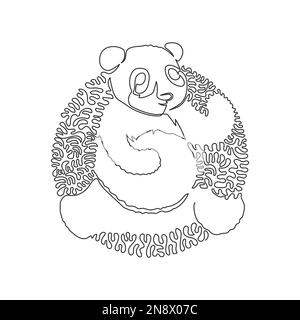 Singolo uno riccio disegno linea di carino panda orso astratto arte Disegno a linea continua disegno vettoriale illustrazione di omnivore panda per icona Illustrazione Vettoriale