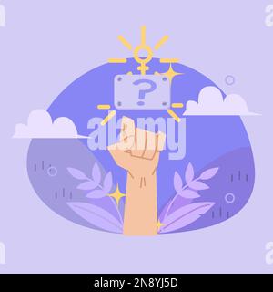 EMPOWERING Women Everywhere: Un vettore di mani dal design piatto che celebra la Giornata internazionale della donna Illustrazione Vettoriale