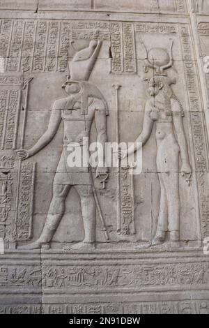 Rilievi murali ben conservati al tempio Kom Ombo ad Assuan, Egitto Foto Stock