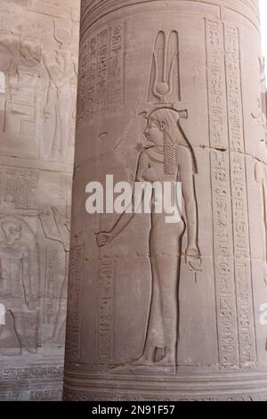 Rilievi murali ben conservati al tempio Kom Ombo ad Assuan, Egitto Foto Stock