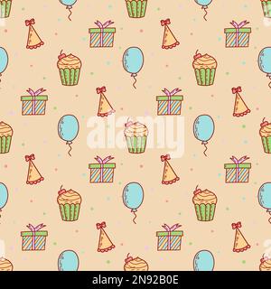 Deliziosi cupcake e muffin senza cuciture. Illustrazione del vettore piatto Illustrazione Vettoriale