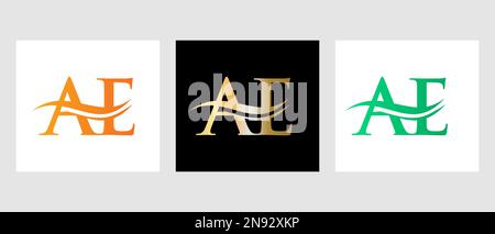 Lettera iniziale del monogramma AE Logo Design. Modello logotipo AE Illustrazione Vettoriale
