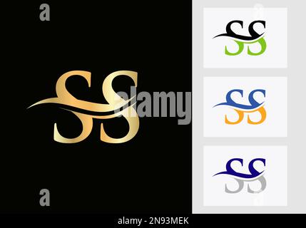 Disegno iniziale del logo lettera SS del monogramma. Modello logotipo SS Illustrazione Vettoriale