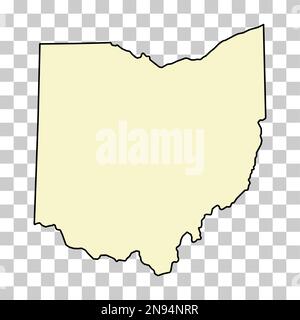 Forma della mappa dell'Ohio, stati uniti d'america. Illustrazione vettoriale simbolo icona concetto piatto . Illustrazione Vettoriale