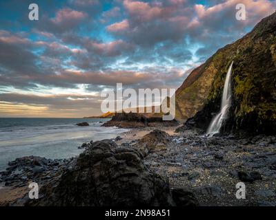 Tresaith Beach, Aberporth, Ceredigion, Galles Foto Stock