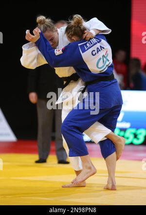 Jessica Klimkait del Canada e Daria Bilodid dell'Ucraina durante il Grand Slam di Judo Paris 2023 il 4 febbraio 2023 all'Accor Arena di Parigi, Francia - Foto Laurent Lairys / DPI Foto Stock